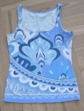J. McLaughlin Women's Blue Patterned Tank Top Small No TAG Catalina Cloth